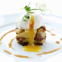 Martyn Nail's poached eggs with corned beef hash