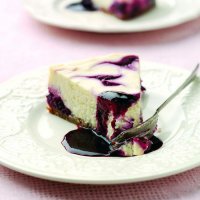 Lime & blackcurrant swirl cheesecake