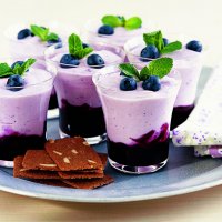 Blueberry compote with vanilla custard topping