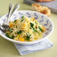 Pumpkin & spinach risotto with Gouda