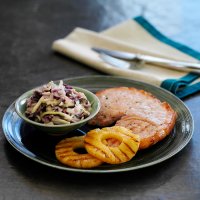 Gammon steaks with winter coleslaw