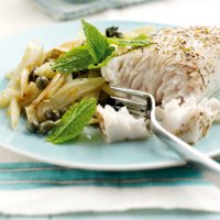 Maria Elia's baked cobia with fennel, orange and capers