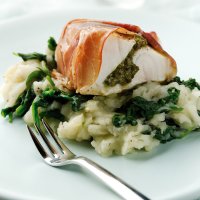 Parma wrapped cobia with spinach mash