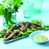 Coronation steak, radish & pea salad