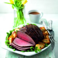 Roast beef with lemon & anchovy butter
