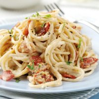 Light wholewheat spaghetti carbonara