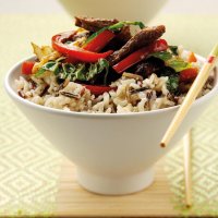 Chinese beef stir fry with wholegrain rice