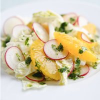 Radish & citrus Chinese leaf salad