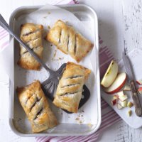 Apple and sausage filo rolls