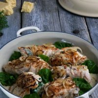 Chicken roulades with spinach & cheese stuffing