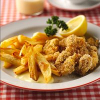 Sixties scampi & chips with homemade salad cream