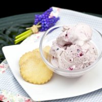 Blackcurrant ice cream & shortbread biscuits