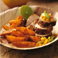 Jamaican jerk chicken with a mango chilli salsa