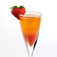 Champagne & strawberry cassis cocktail