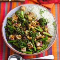 Levi Roots' Tenderstem broccoli, cashew & tofu stir-fry