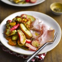 Radish, Halloumi, potato & tomato salad with ham