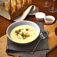 Creamy Fenland celery soup with Stilton cheese