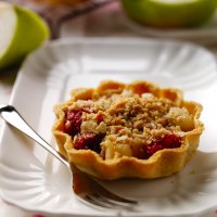 Bramley apple raspberry & almond crumble tarts