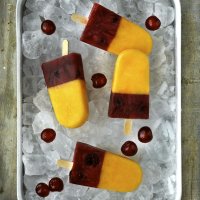 Peach & cherry ice lollies