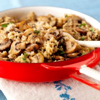 Creamy quinoa mushroom risotto