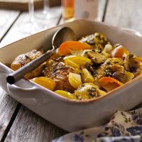 Chicken fricassee with apples in a wine & tarragon sauce