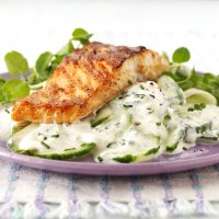 Salmon with cucumber sour cream