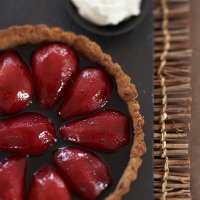 Red wine pear tart