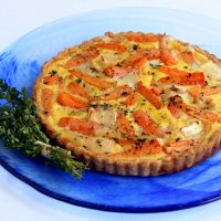 Chantenay, thyme, goat’s cheese & crème fraiche tart