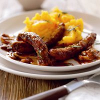 Stove-top sausage supper with butternut mash