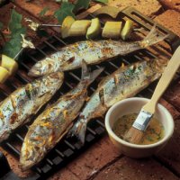 Barbecued herring with fresh fruit