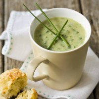 Watercress soup with mini cheese & chive scones