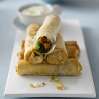 Tenderstem broccoli & sweet potato filo rolls