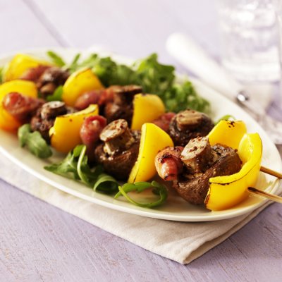 Bacon & mushroom kebabs