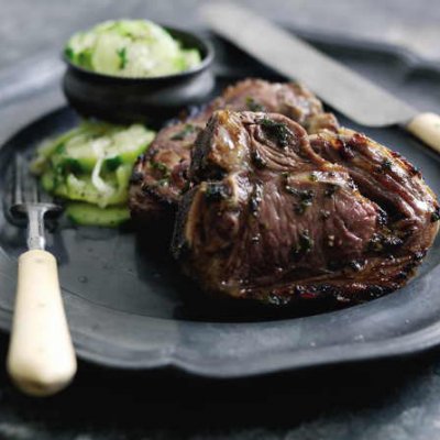 Minted lamb chops with cucumber relish