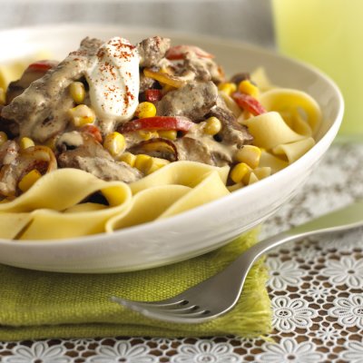 Beef & corn stroganoff