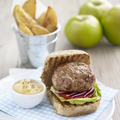 Bramley burgers with apple sauce