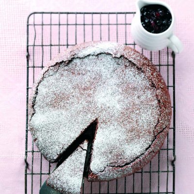 Chocolate torte with blackcurrant & ginger compote