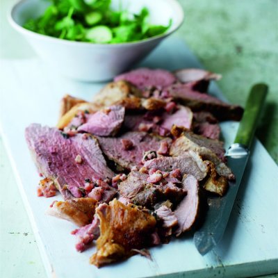 Stuffed leg of lamb with pancetta & sage