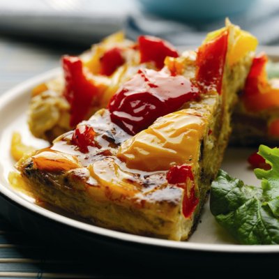 Curried rice, egg and pepper frittata