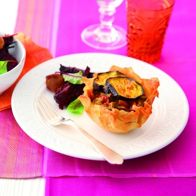 Smoked aubergine tart