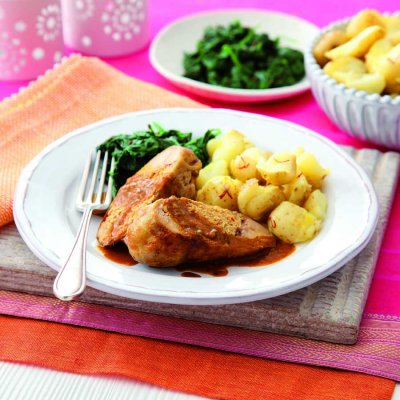 Coconut stuffed guinea fowl