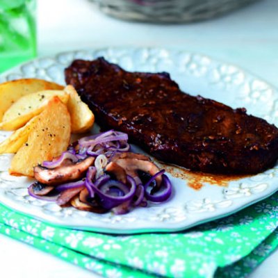 Caramelised balsamic steaks