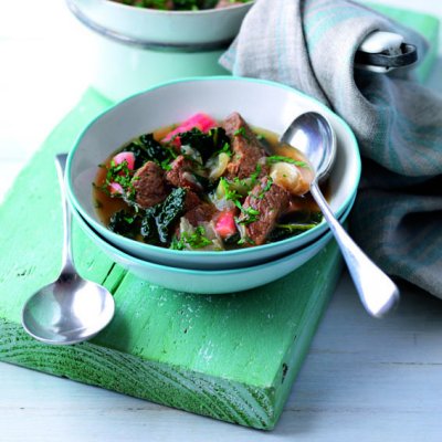 Light lamb stew with rhubarb