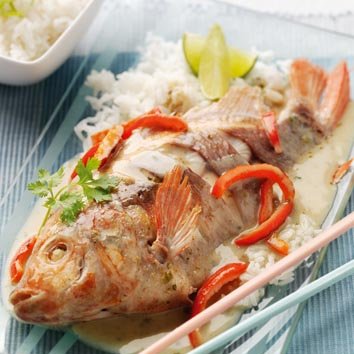 Poached Thai tilapia with jasmine rice