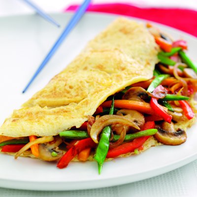 Stir-fried vegetable omelette