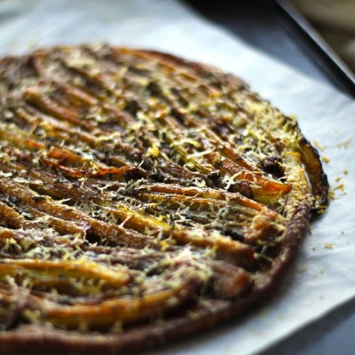 Caramelized Fenland Celery tarte tatin with Parmesan & sage crust