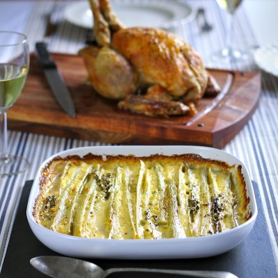 Fenland Celery braised in white wine, cream & thyme