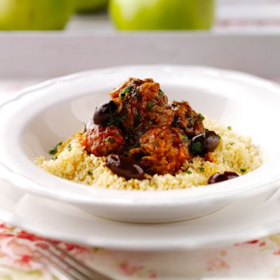 Lamb & bramley apple Moroccan meatball tagine