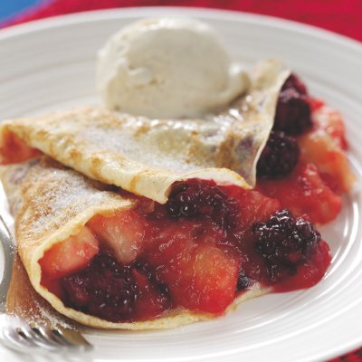 Blackberry & Bramley apple pancakes