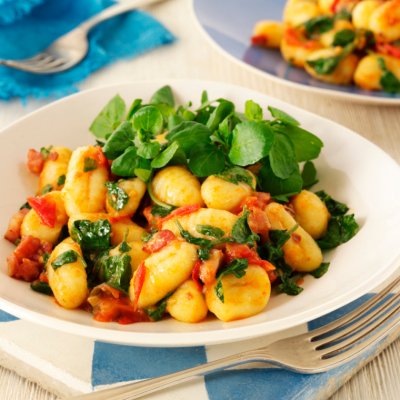 Gnocchi with pancetta & watercress